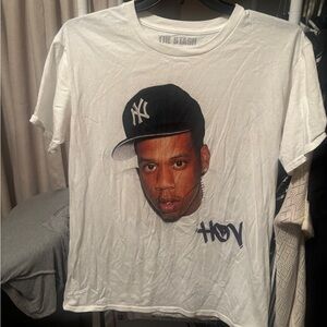 Graphic Image White Tee with Black Graphic Size Large Jay Z